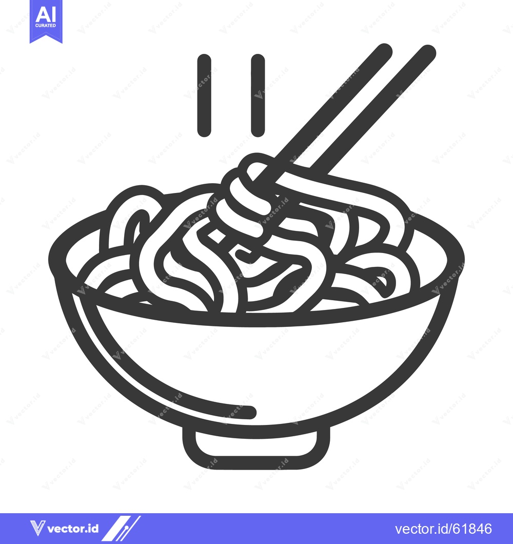Premium Vector dari A bowl of noodles with chopsticks and steam rising above