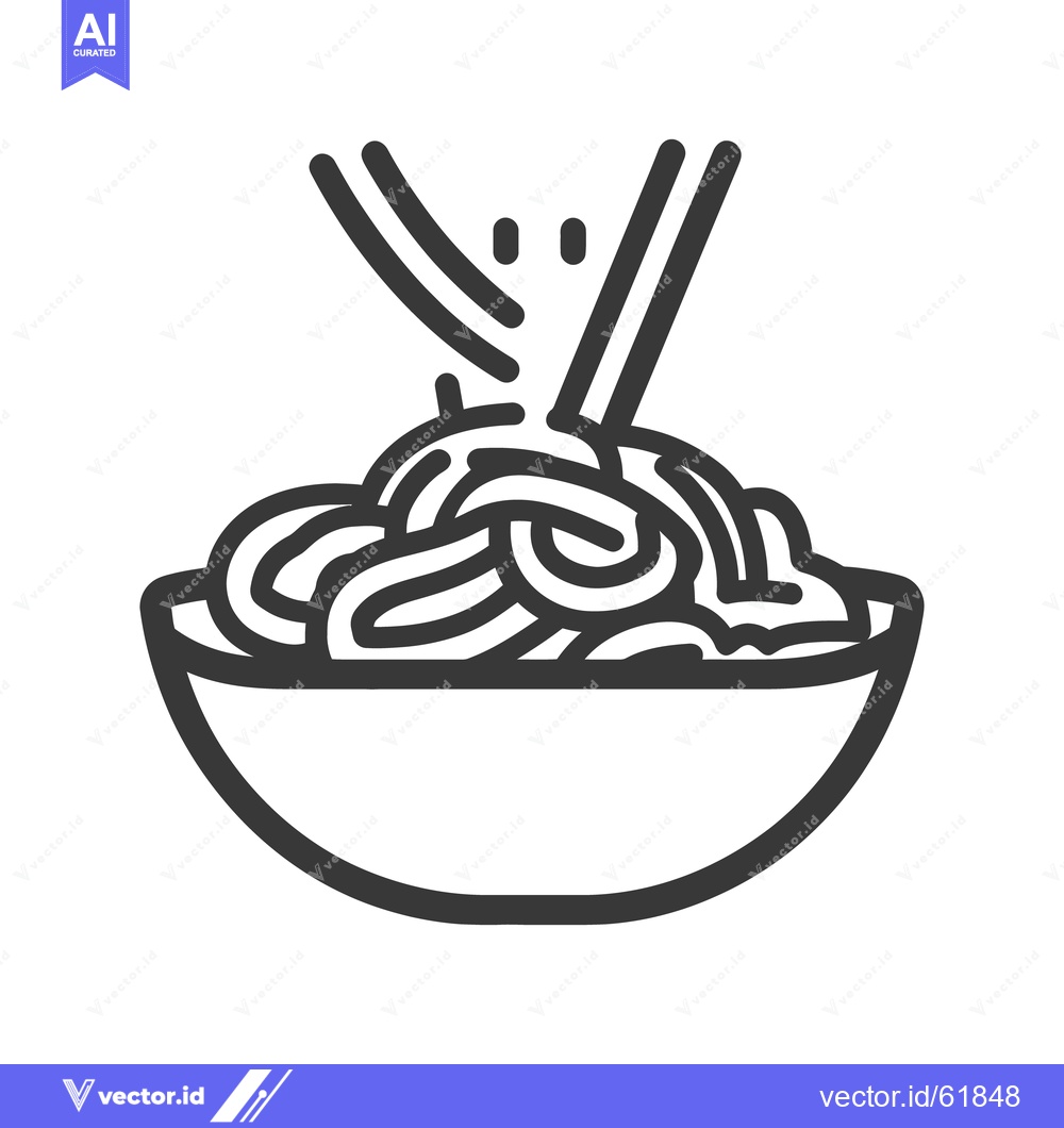 Premium Vector dari Illustration of noodles being picked up from a bowl with chopsticks