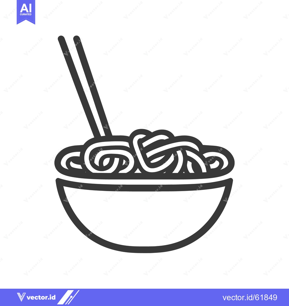 Premium Vector of A bowl of noodles and chopsticks ready to be consumed