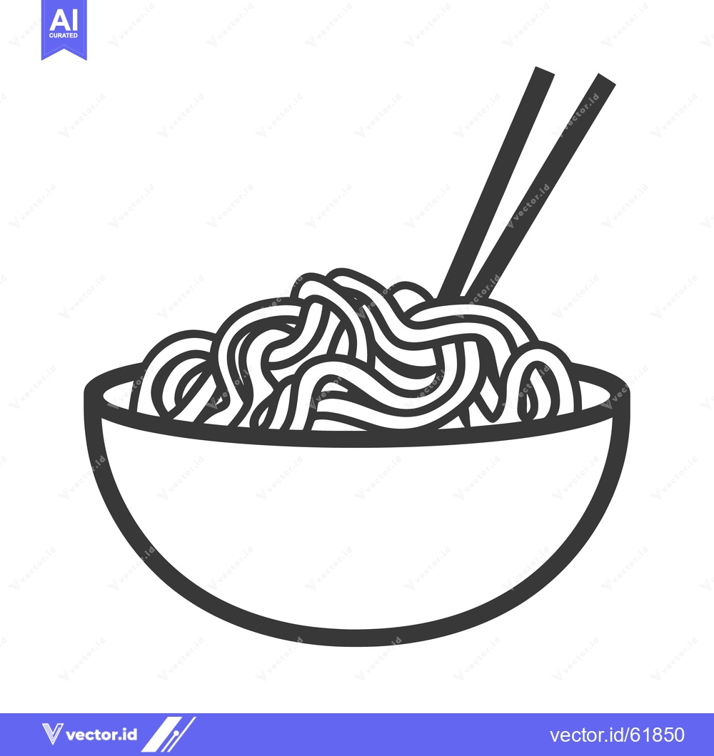 Premium Vector dari Bowl of noodles with chopsticks ready to be eaten