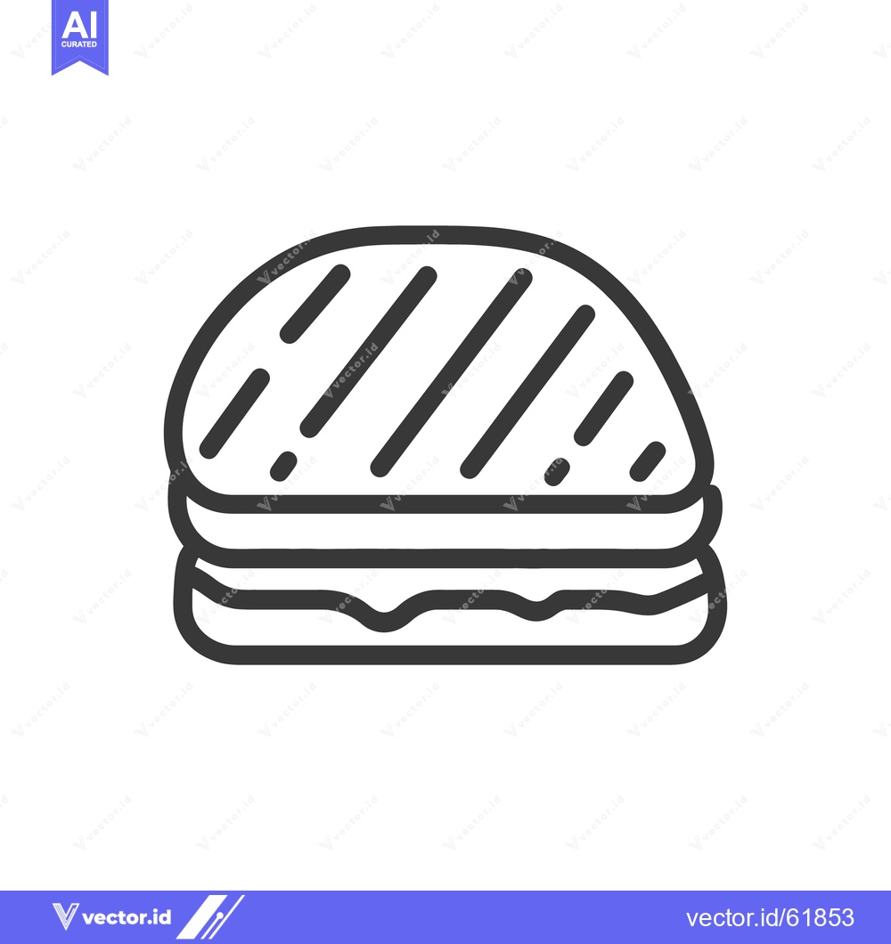 Premium Vector of Simple black and white icon depicting a sandwich or burger
