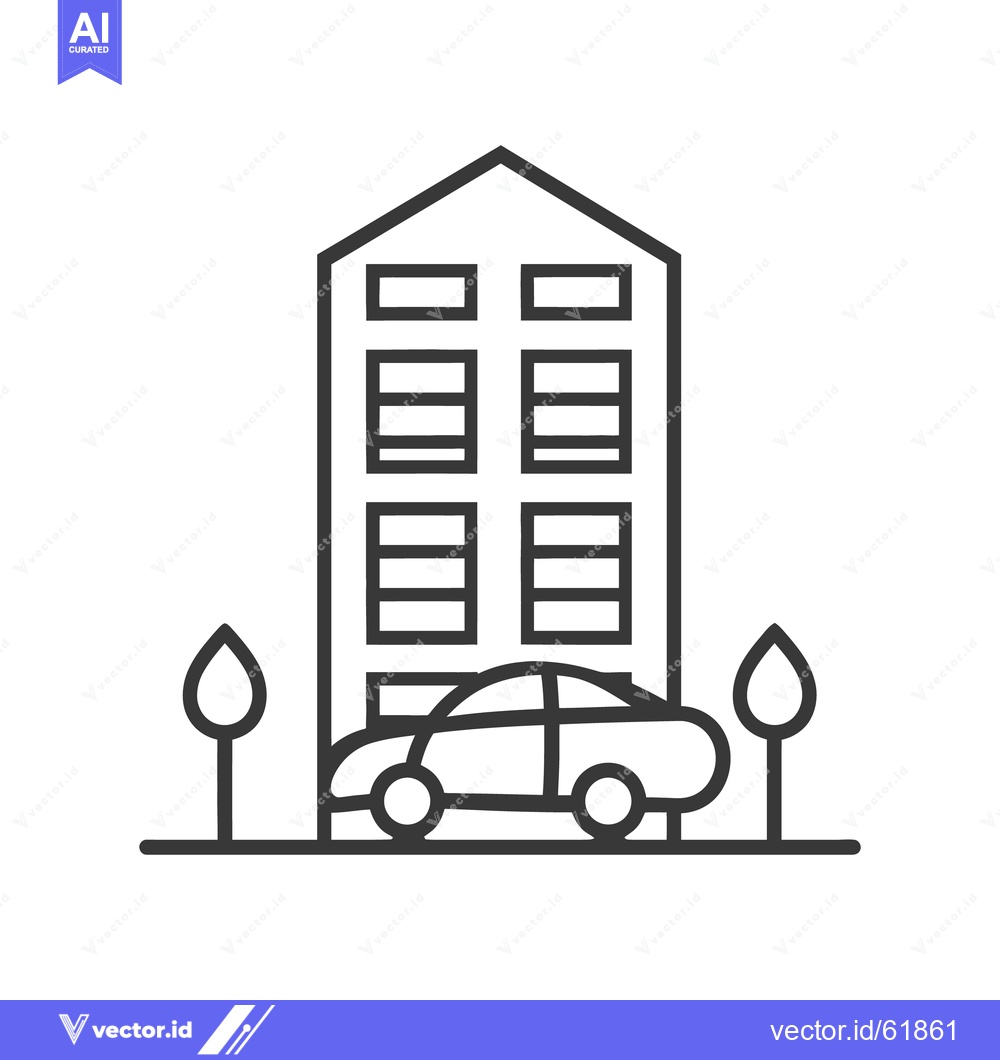 Premium Vector of A stylized depiction of a building and an automobile together