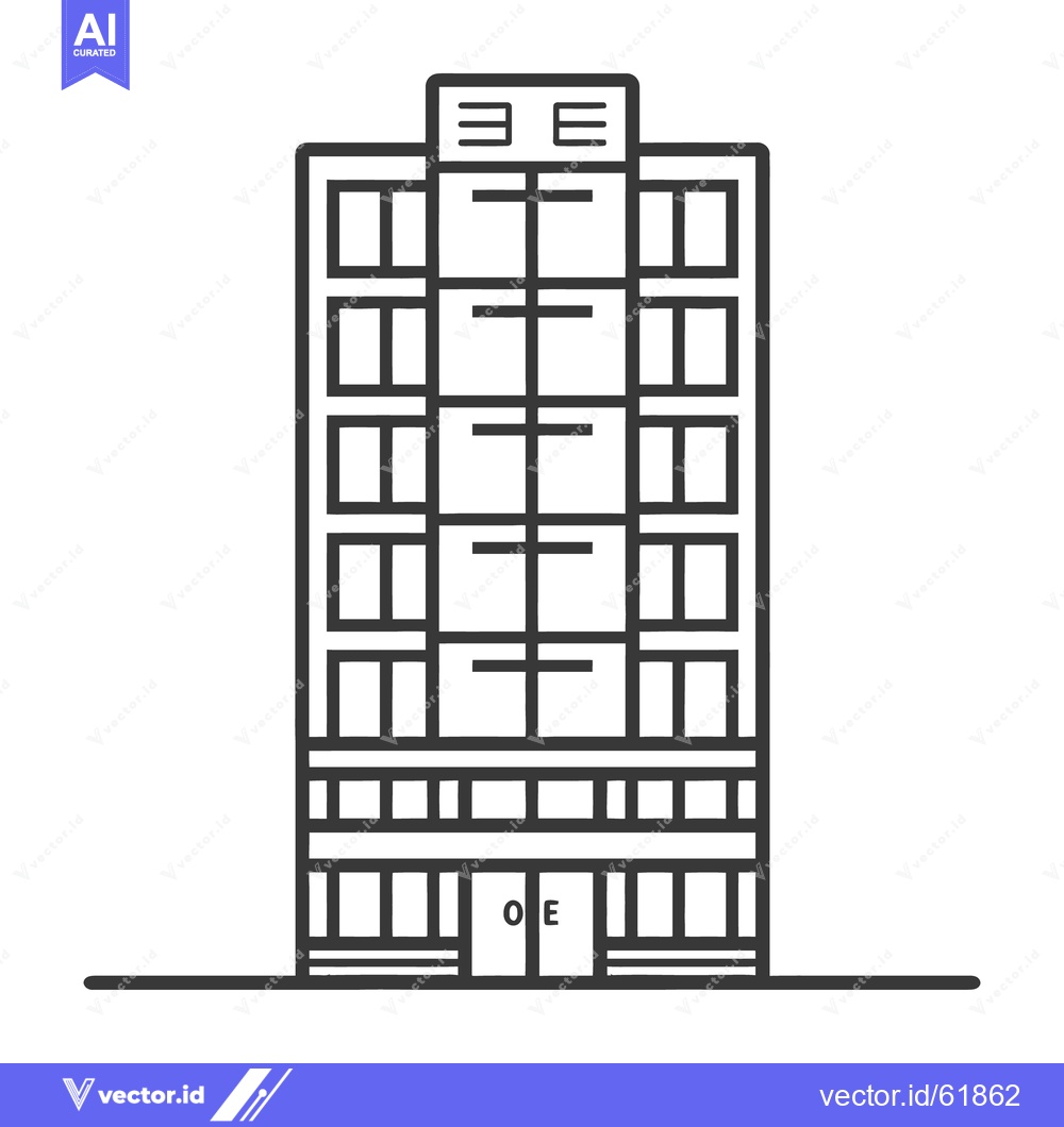Premium Vector of Simple black and white drawing of a tall apartment building