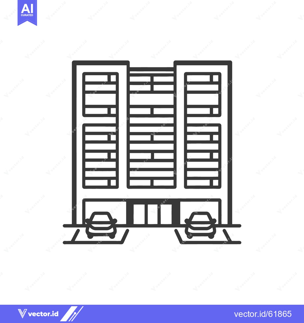 Premium Vector of A simple linear illustration showing a tall multi story building