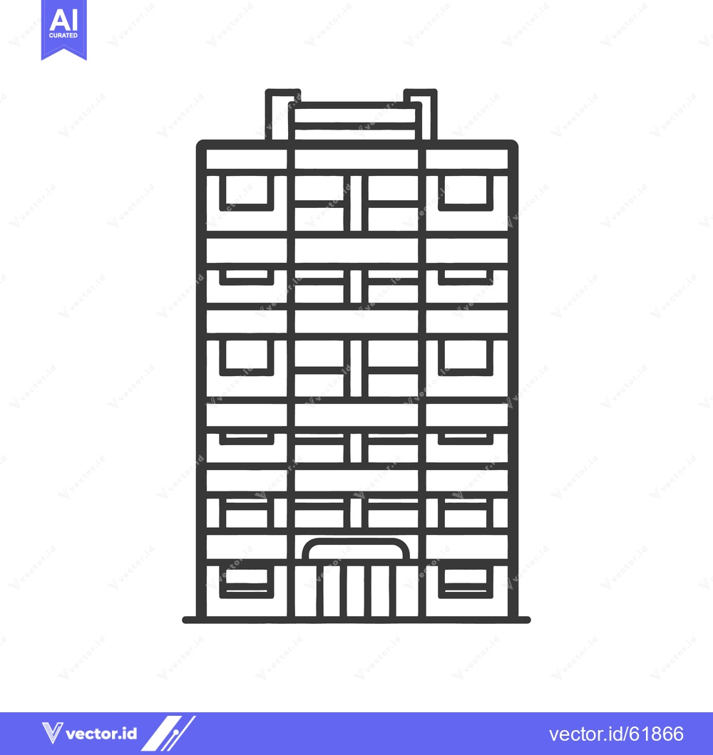 Premium Vector of Linear Drawing Depicting a Tall Apartment Building or Residential Comp