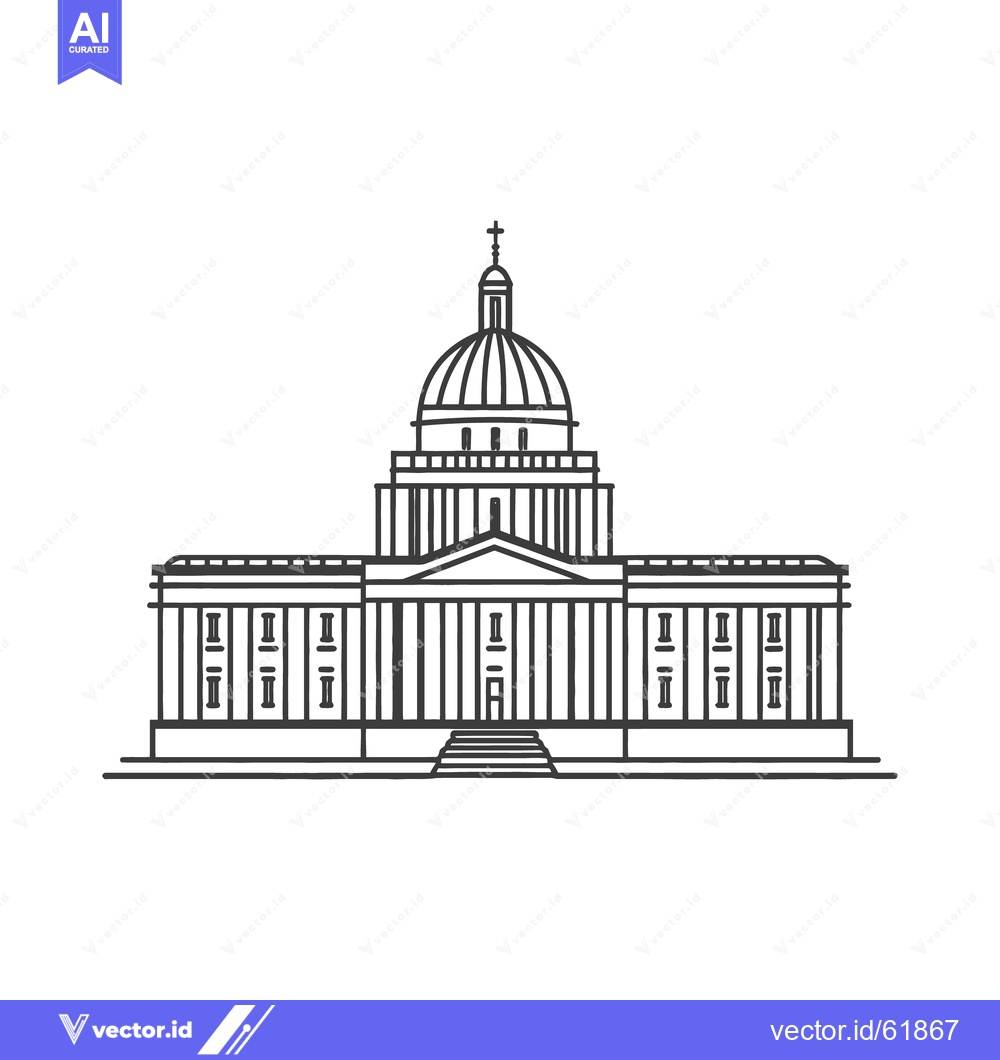 Premium Vector of A line drawing depicting the facade of a governmental structure