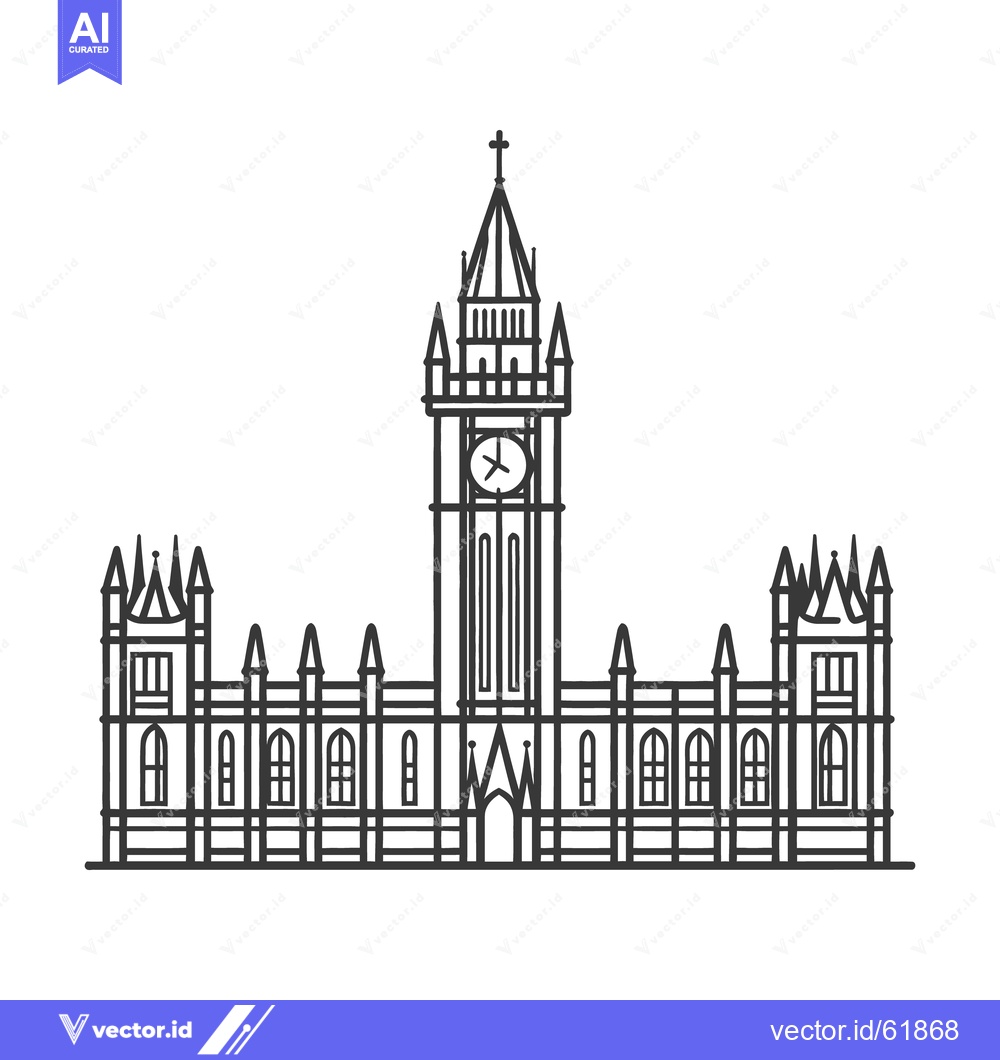 Premium Vector of A detailed monochromatic outline of a large iconic building