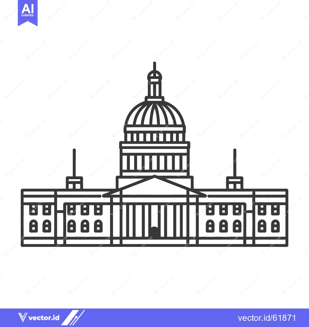 Premium Vector of A detailed black and white line drawing of a government building