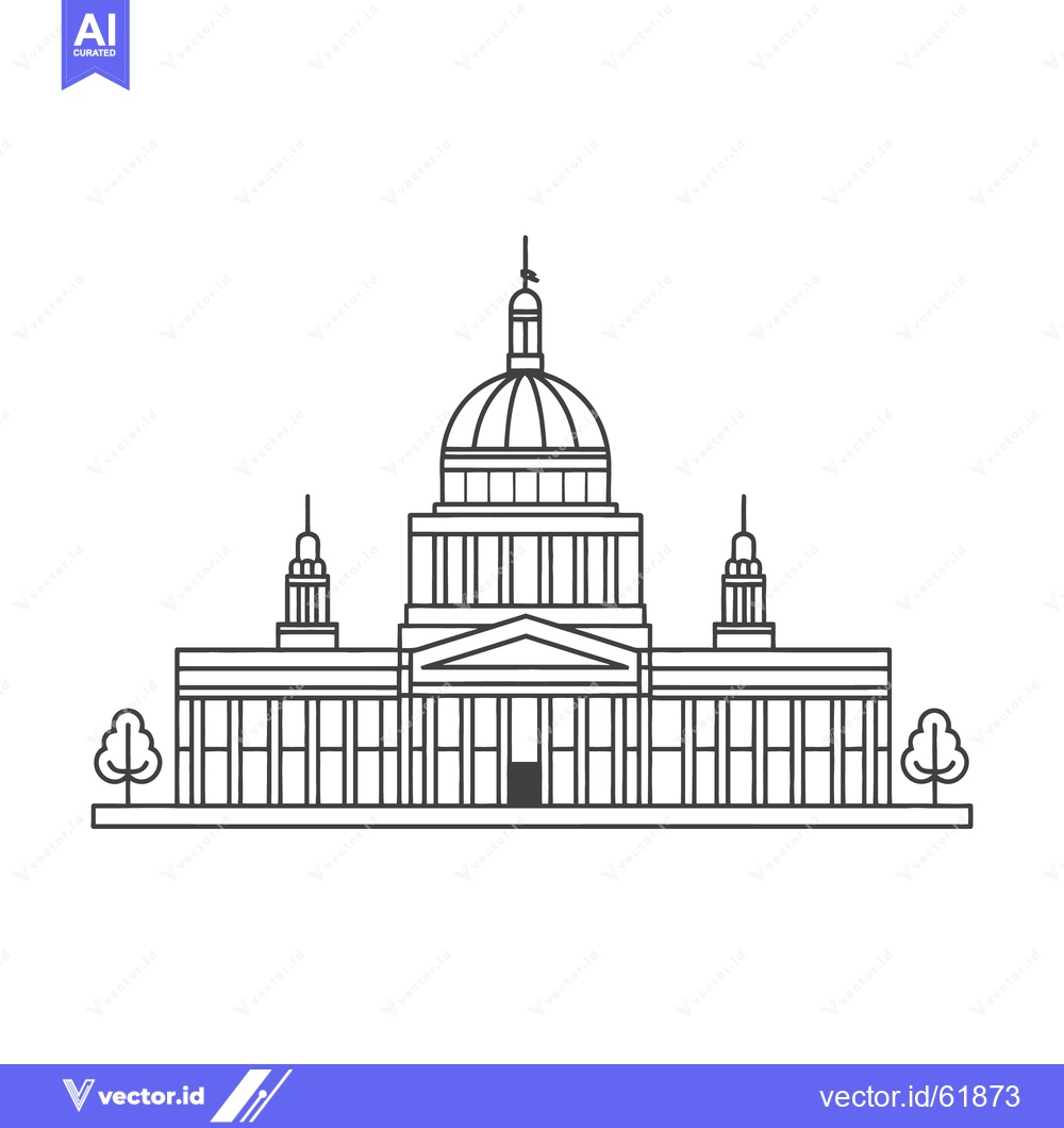 Premium Vector dari Simple black line drawing of a large government building