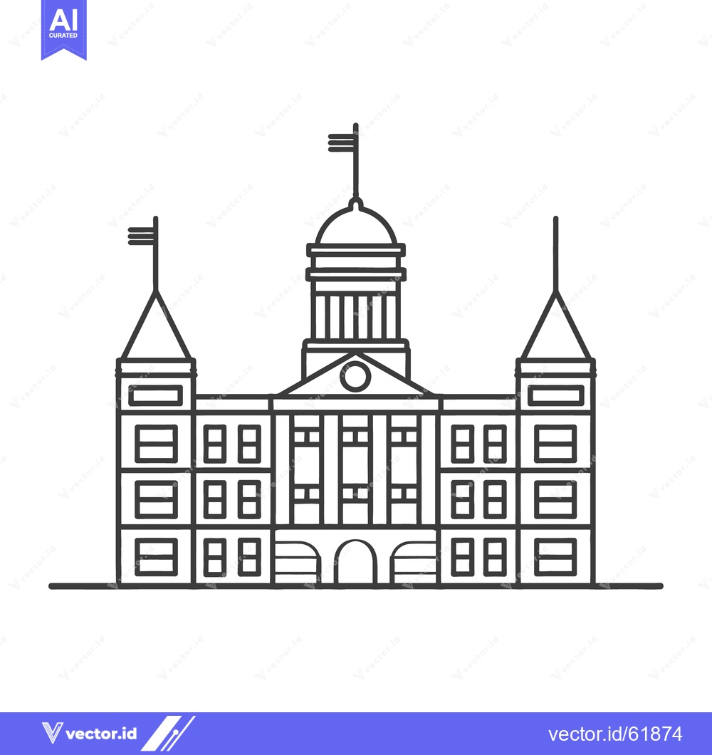 Premium Vector dari A detailed outline illustration showing a government or public buildin