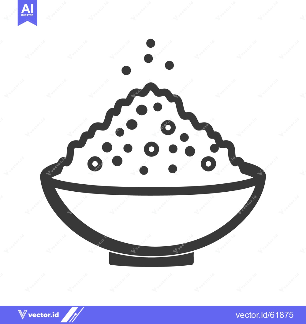 Premium Vector dari A bowl overflowing with a grainy heap of food illustration