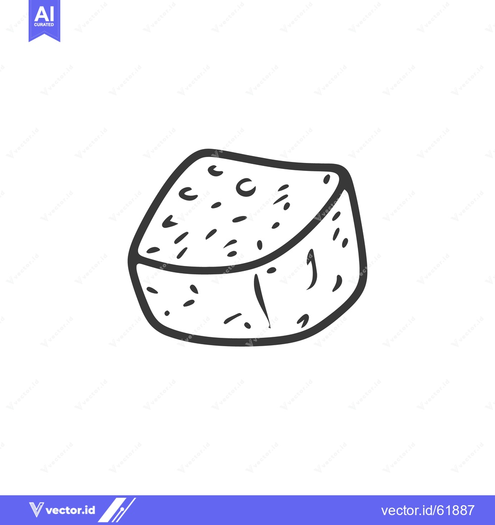 Premium Vector dari A simple black and white illustration of a cheese wedge