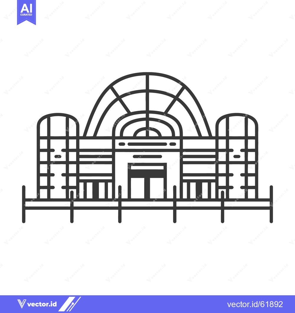 Premium Vector dari A simple black and white line drawing of a large building