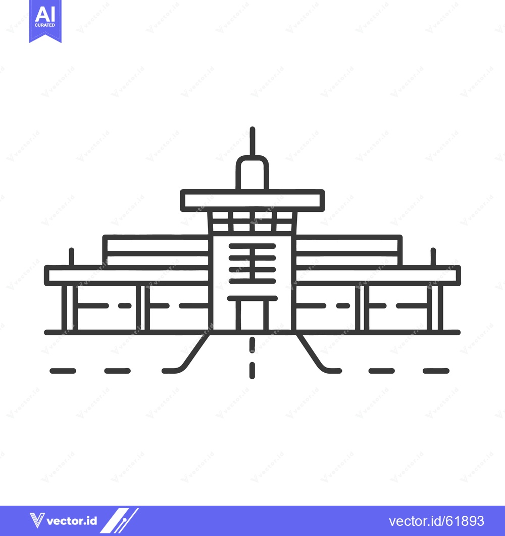 Premium Vector of Vector graphic depicting an airport building and its infrastructure de