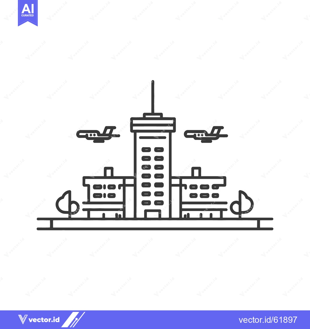 Premium Vector dari Vector image illustrating an urban environment with buildings and airp