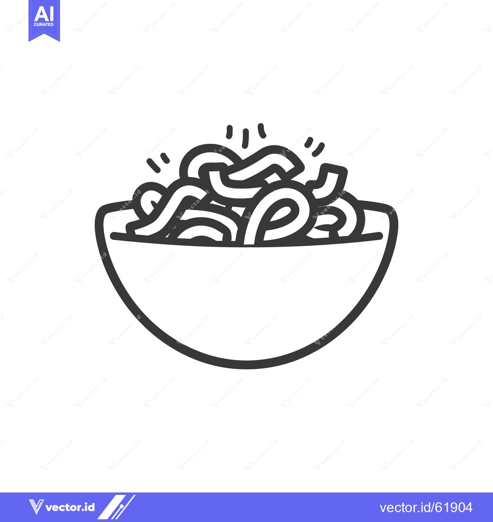 Premium Vector dari A bowl filled with noodles represented in a minimalist style