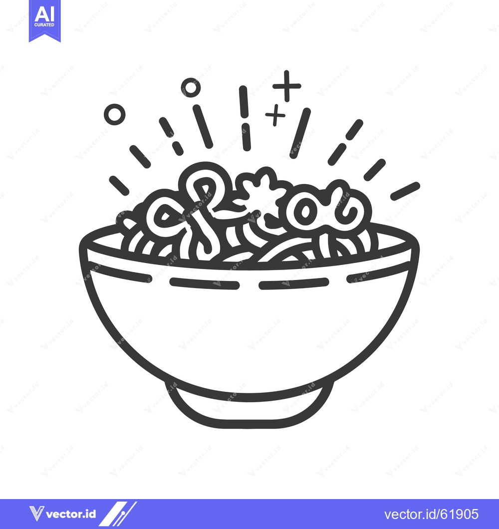 Premium Vector dari An illustrated bowl of noodles with radiating expressive details