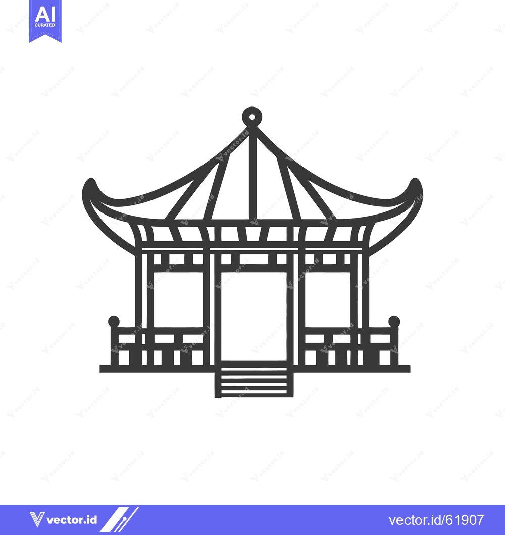 Premium Vector dari Simplified illustration depicting a traditional asian style pavilion s