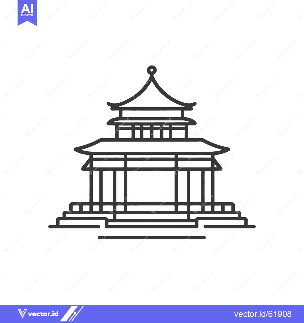 Premium Vector dari Simplified illustration of an asian temple building with multiple roof