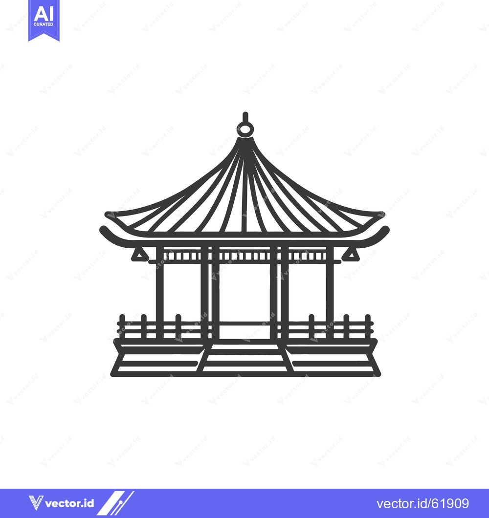 Premium Vector of A stylized illustration of a traditional oriental pavilion structure
