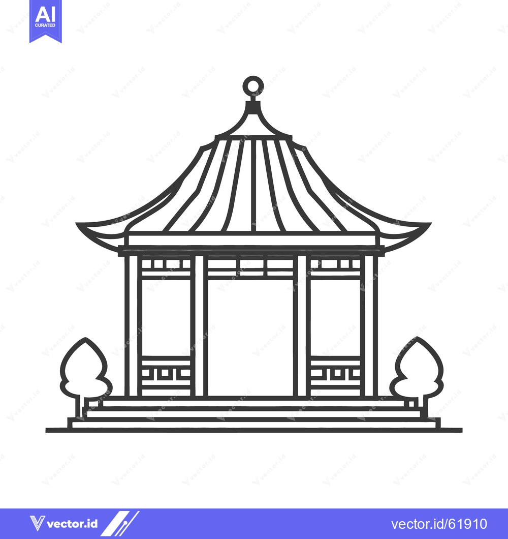 Premium Vector dari A detailed illustration of a pagoda in a minimalist style