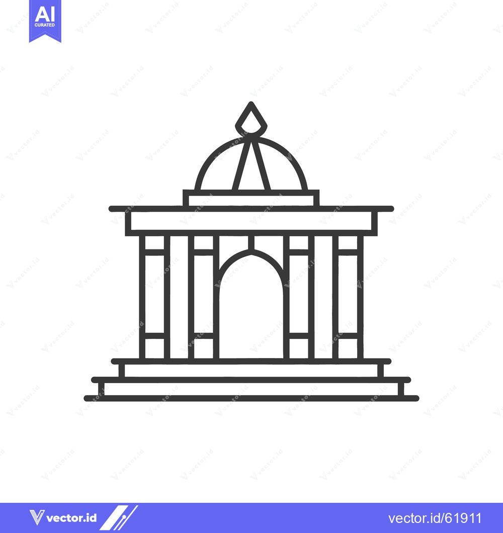 Premium Vector dari Linear Drawing Depicting Architectural Structure With Domed Roof
