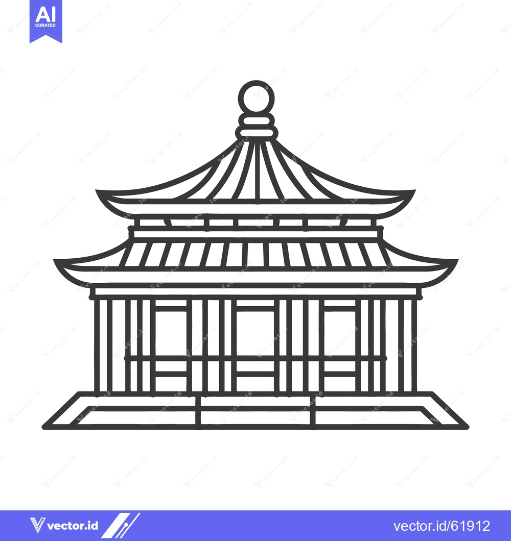 Premium Vector dari A detailed graphic illustration of an Asian style building