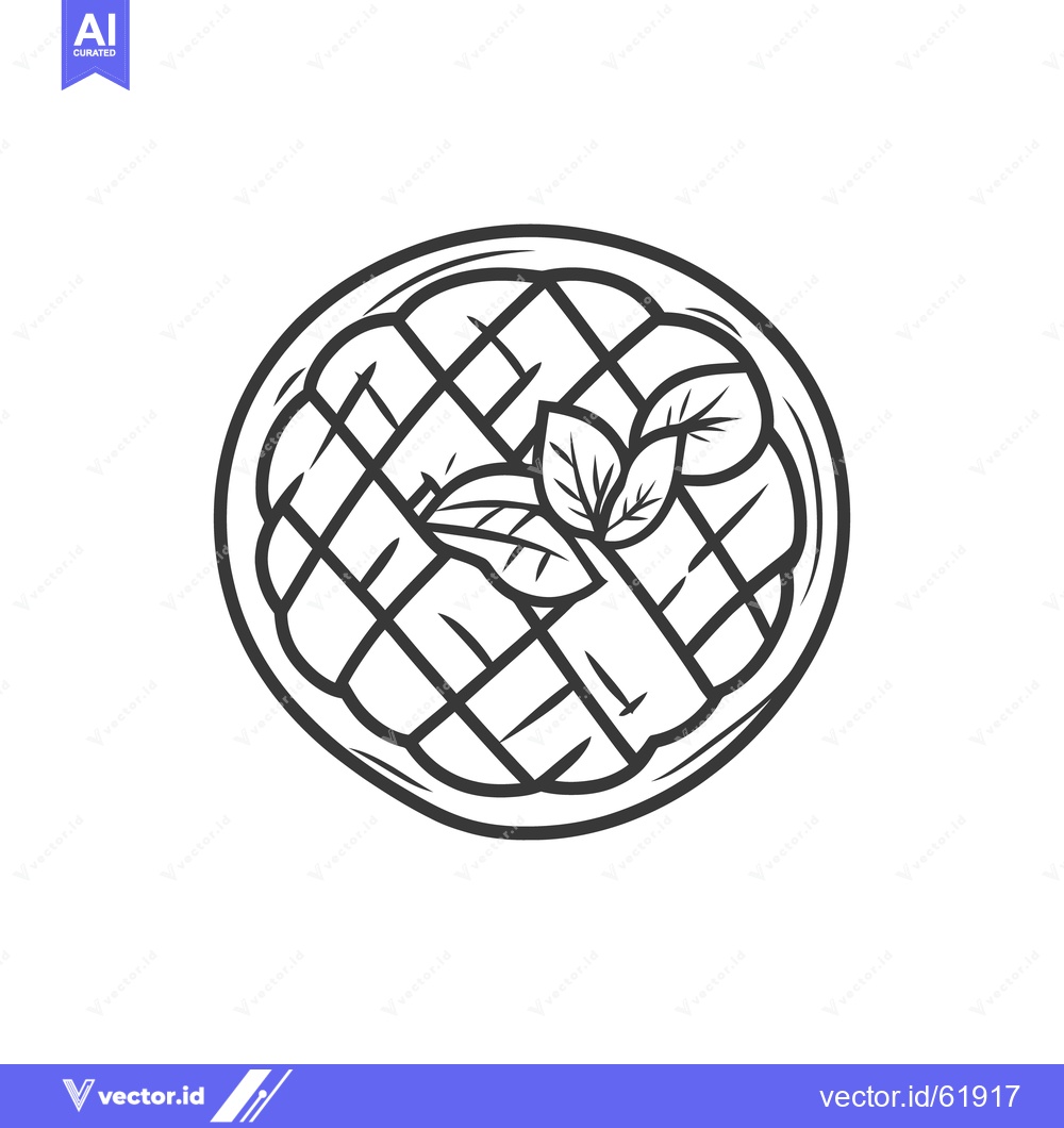 Premium Vector of A circular dish with a lattice pattern and leaves embellishing it