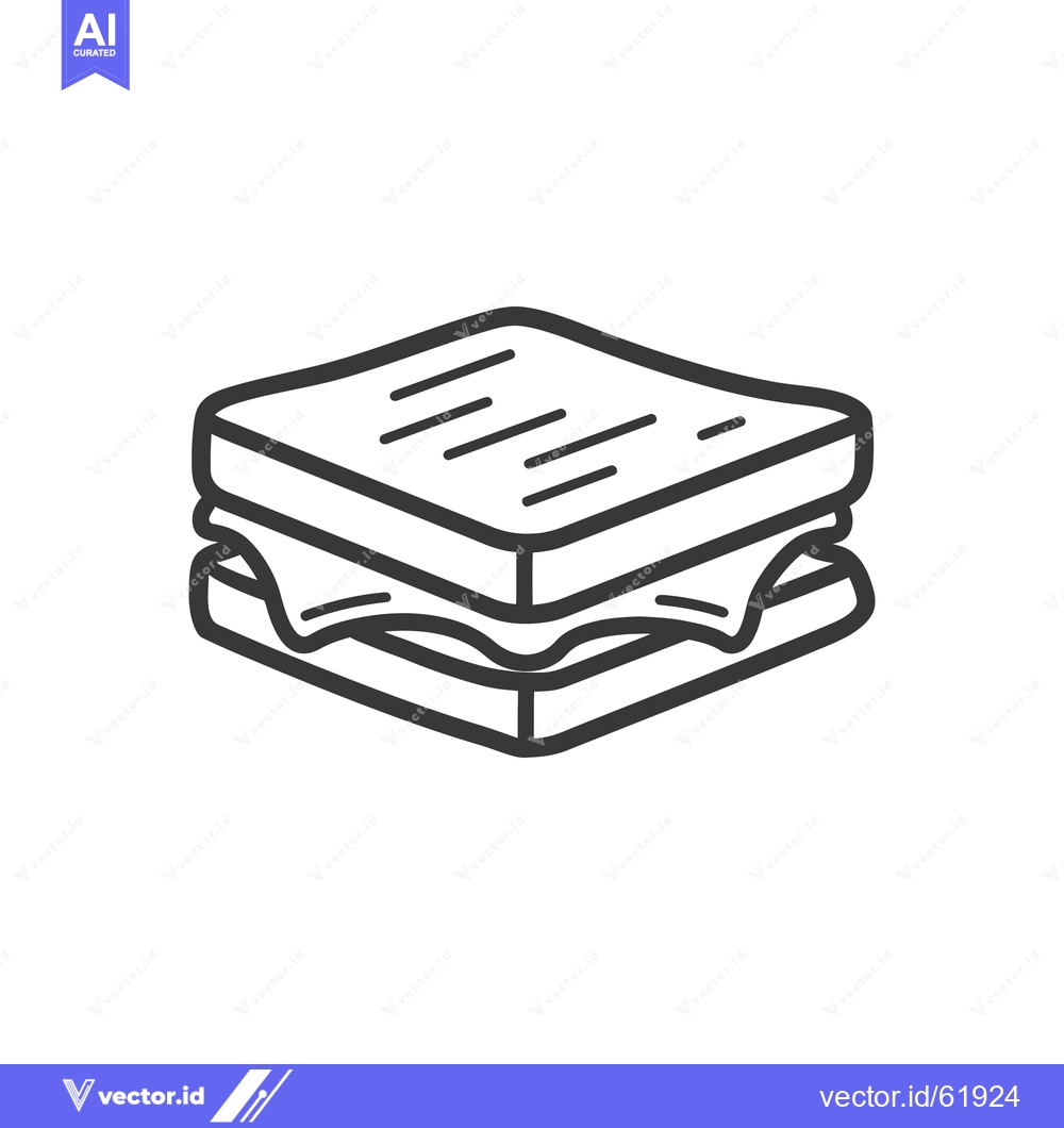Premium Vector of Simple black and white illustration depicting a delicious sandwich mea