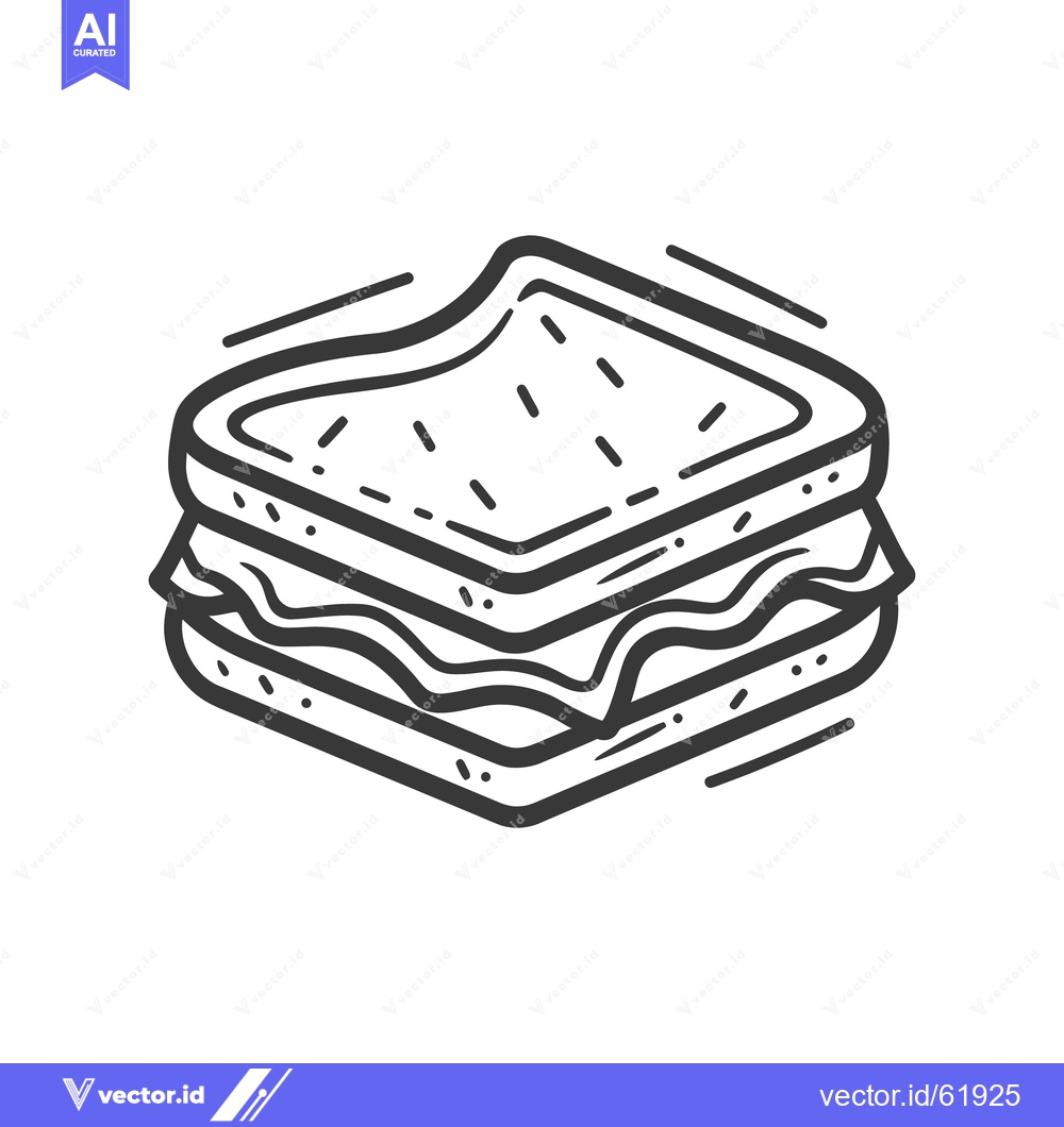 Premium Vector dari A Simple Black and White Sandwich Depicted in Line Art