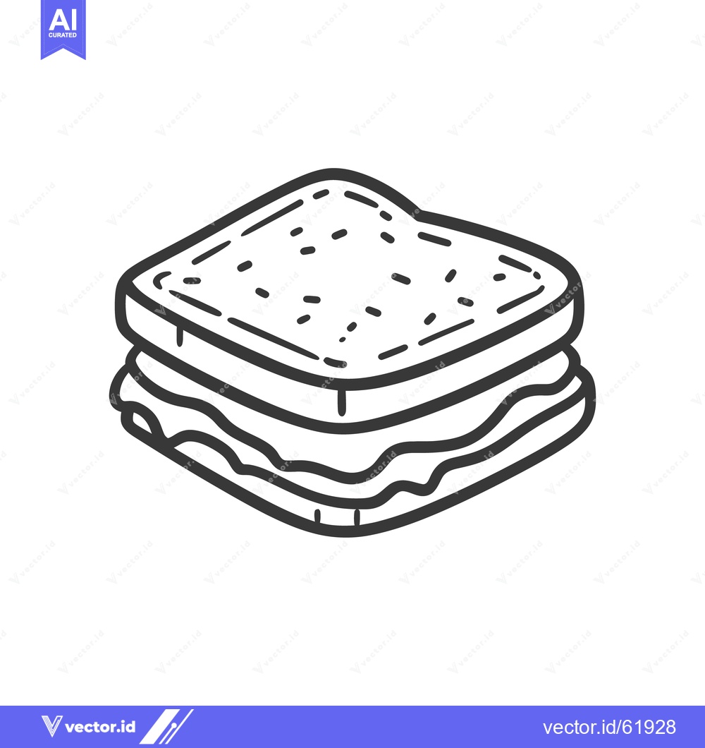 Premium Vector dari A simple line drawing depicts a two layer sandwich