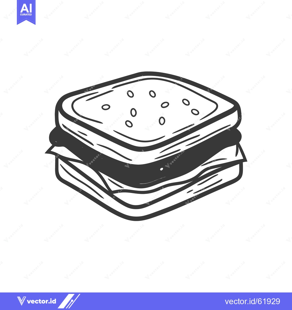 Premium Vector of A simple black and white illustration of a stacked sandwich