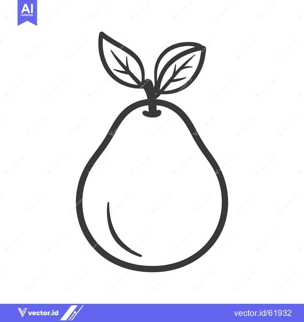Premium Vector dari A simple line drawing illustration of a fresh fruit pear