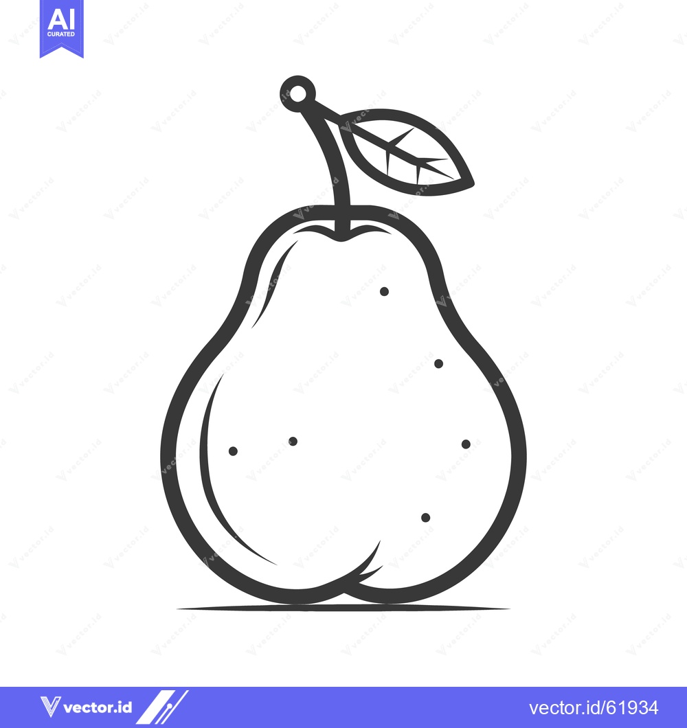Premium Vector dari A simple line drawing of a ripe pear fruit