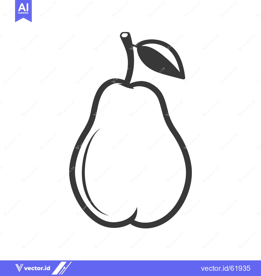 Premium Vector dari A simple black and white illustration of a pear fruit