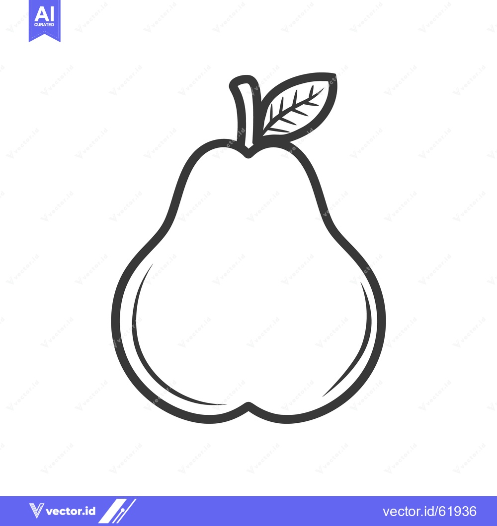 Premium Vector of A simple black and white illustration of a green pear