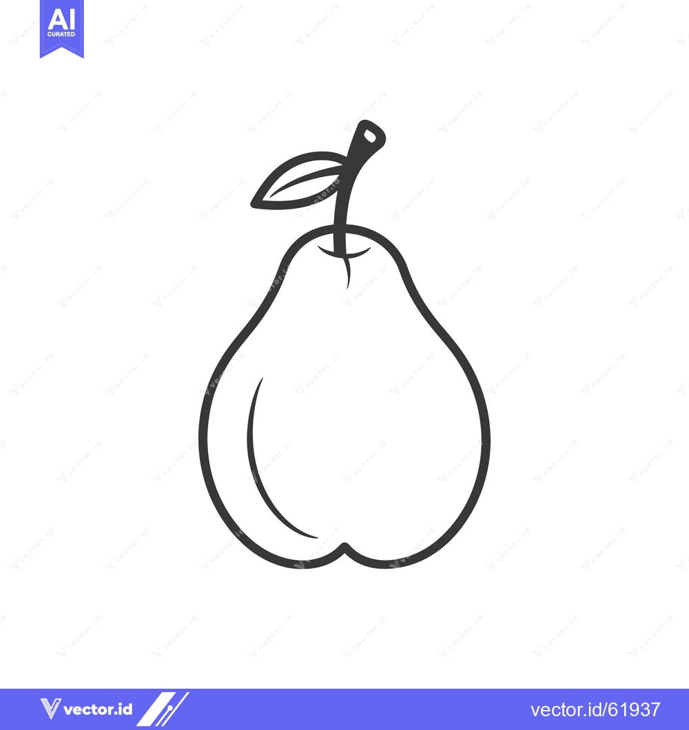 Premium Vector dari A simple black and white outlined pear with a leaf
