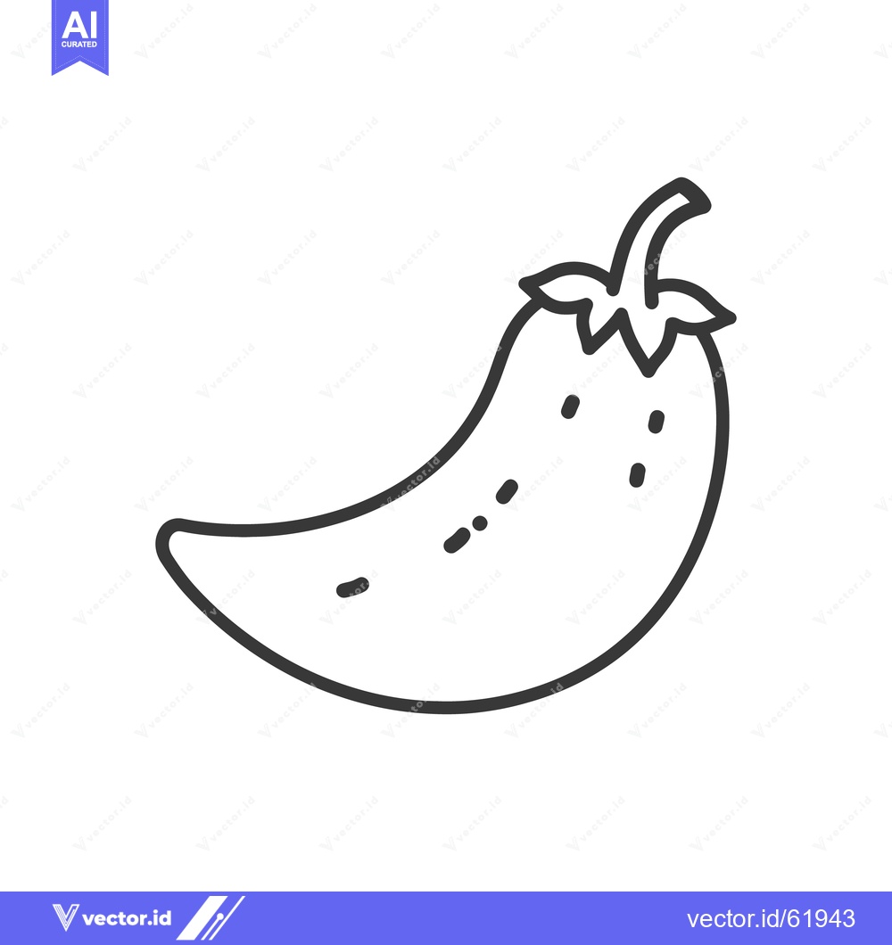 Premium Vector dari A single black and white illustration of a chili pepper