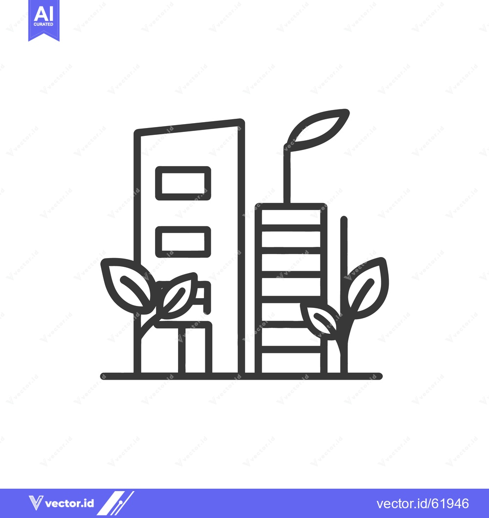 Premium Vector dari Illustrated outline of a modern building with plant integration