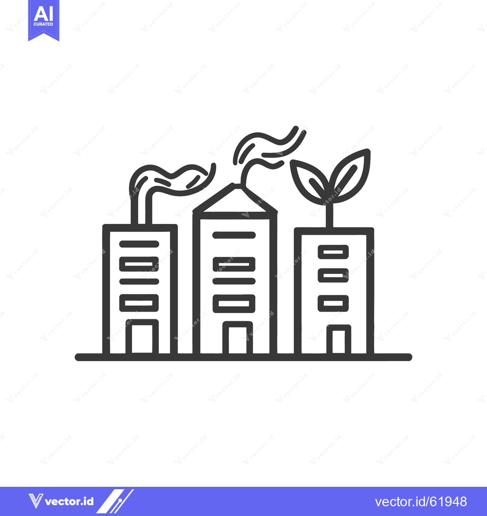 Premium Vector of A graphic illustration featuring buildings and plants in black outline