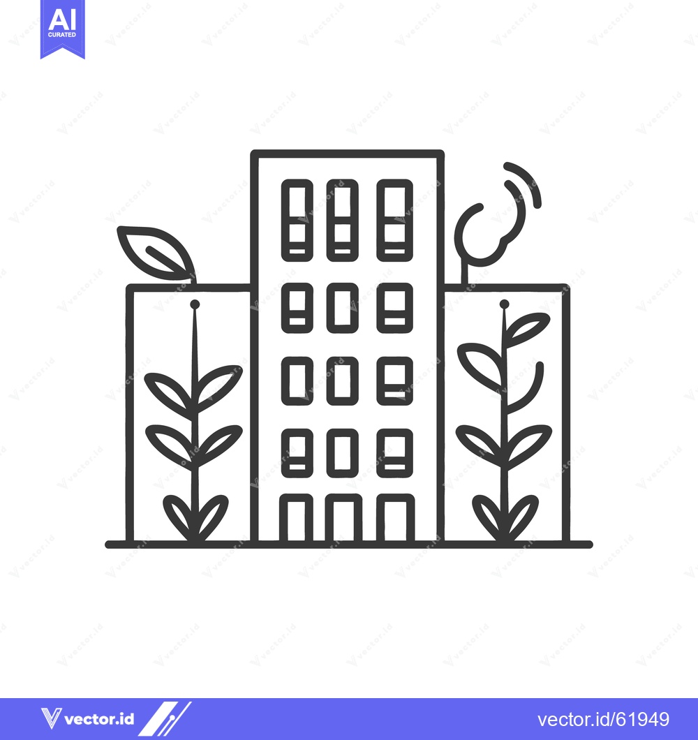 Premium Vector dari A modern building surrounded by plants and a small tree