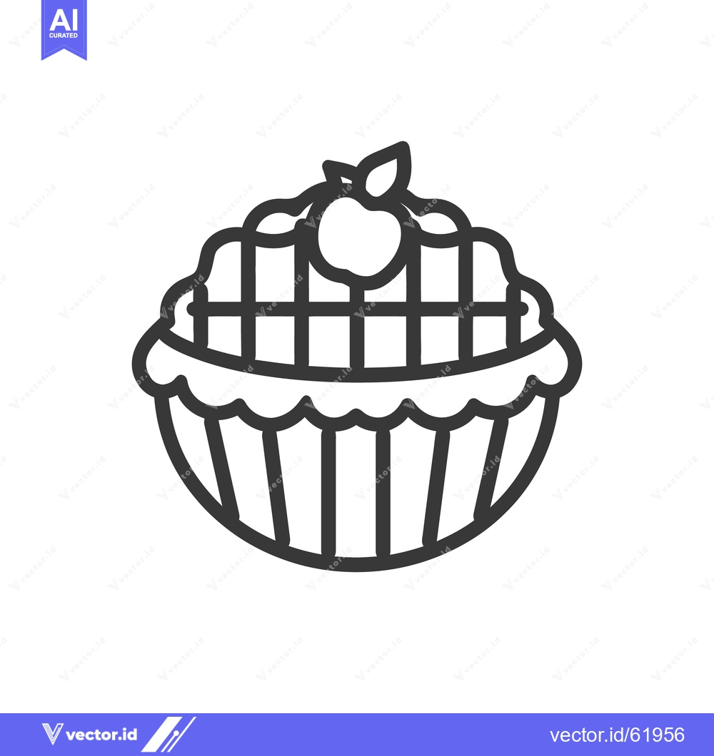 Premium Vector dari A stylized illustration depicts a pie topped with a small apple