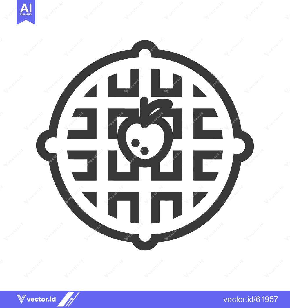 Premium Vector dari A circular waffle icon featuring a fresh fruit apple illustration