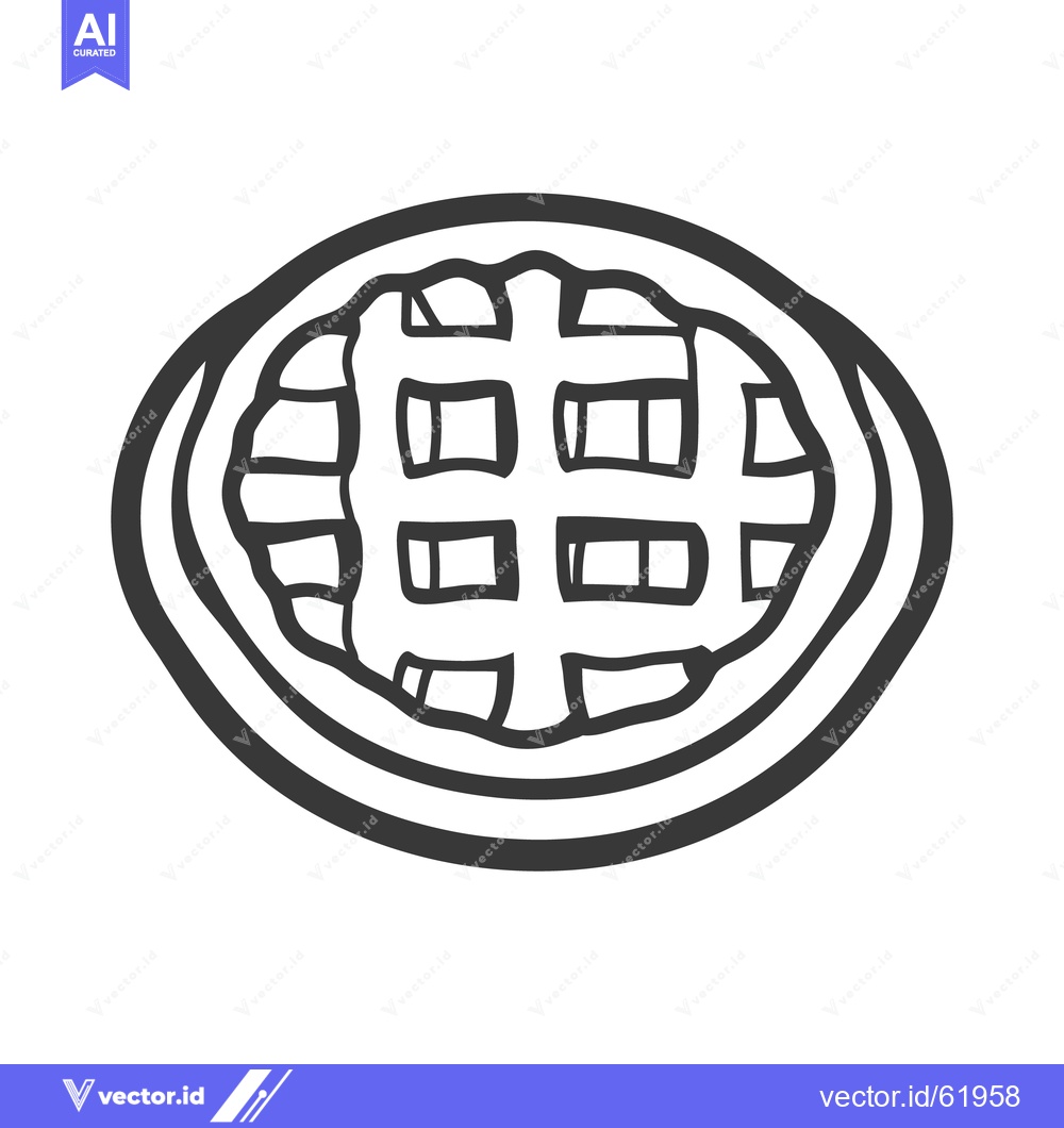 Premium Vector dari A single black and white illustration of a breakfast waffle