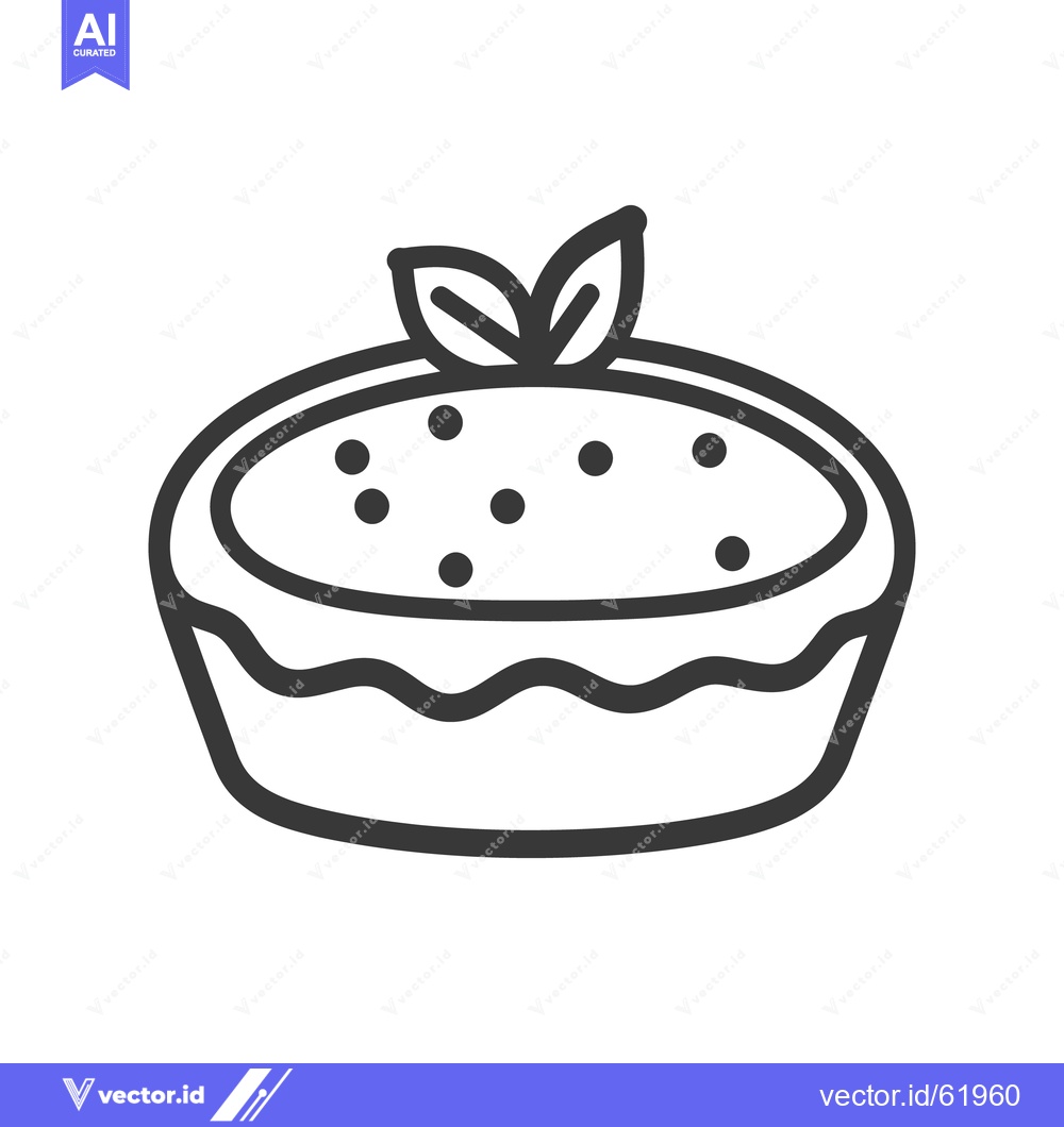 Premium Vector of Simple line art illustration of a garnished baked dessert