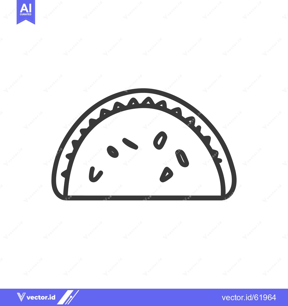 Premium Vector of A simple black and white outline illustration of a stuffed taco