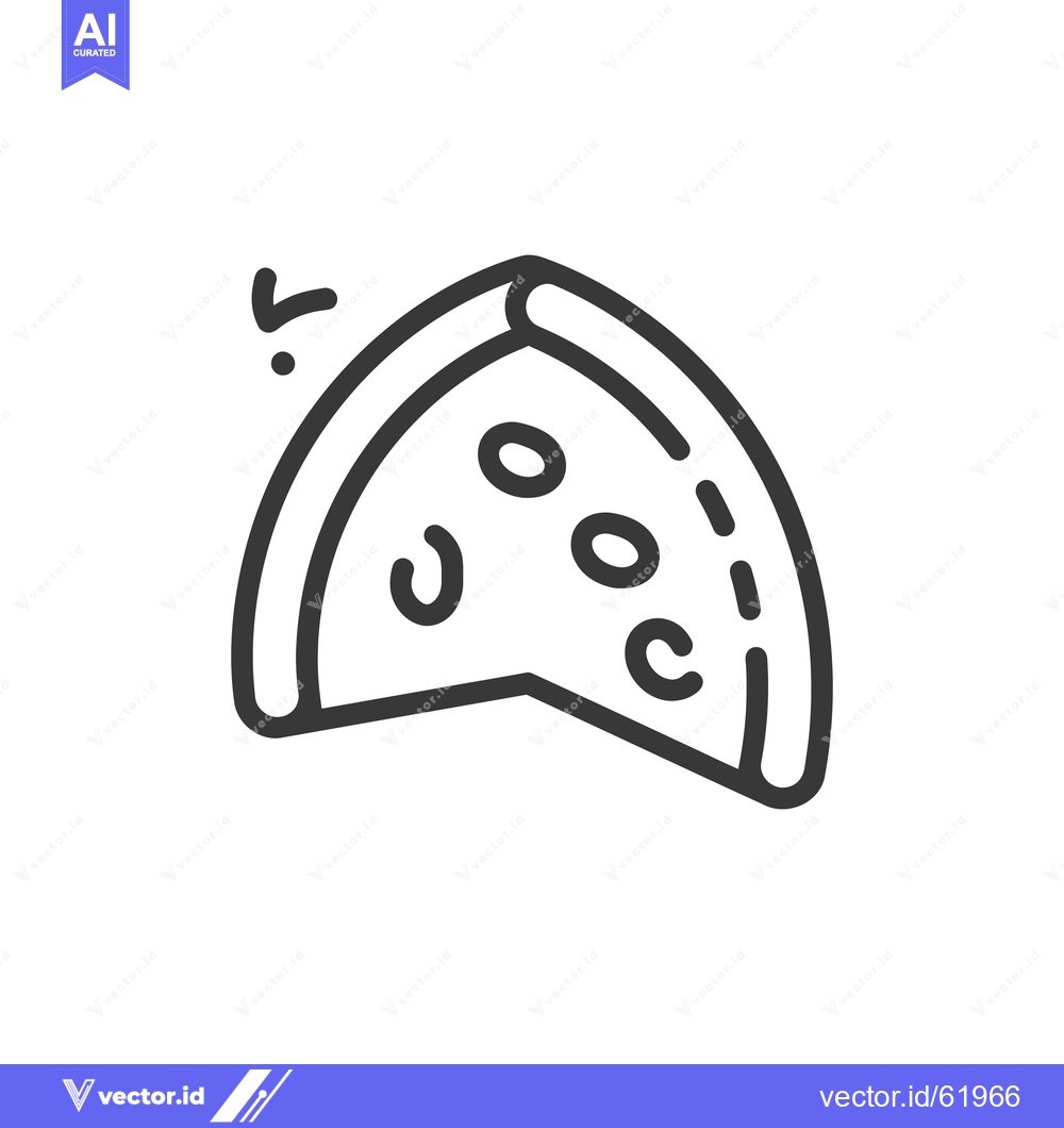 Premium Vector of An isolated black and white illustration of a pizza slice