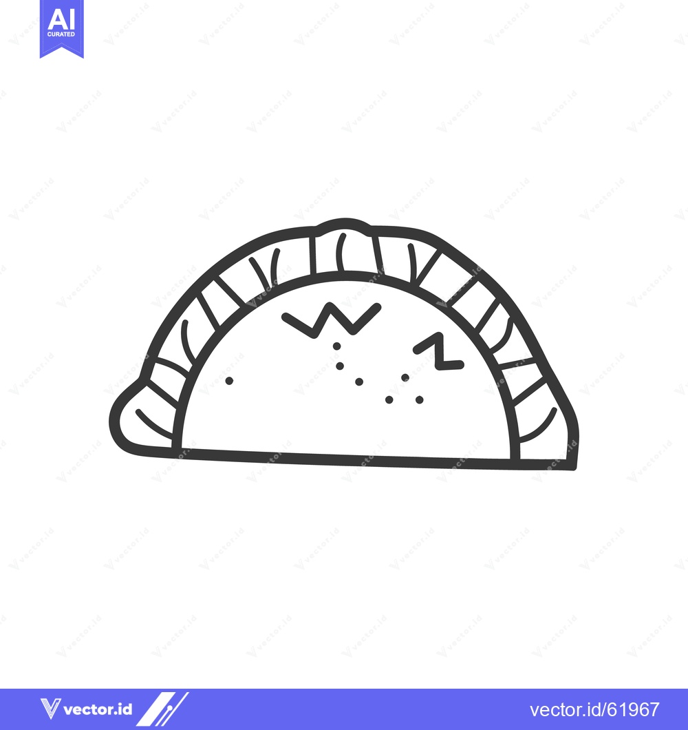 Premium Vector dari A Simple Line Drawing Depicting a Savory Baked Hand Pie
