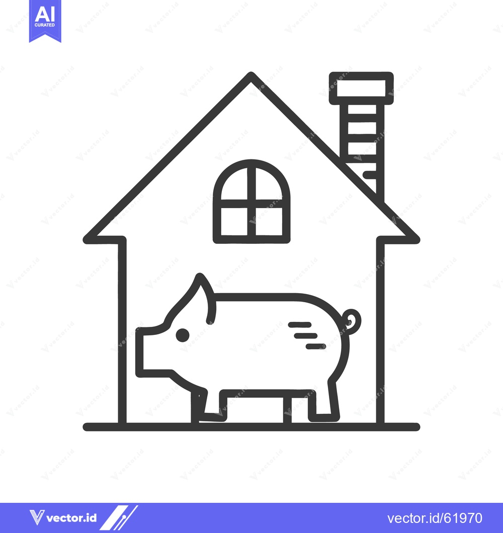 Premium Vector dari A stylized illustration of a pig in a simple house structure