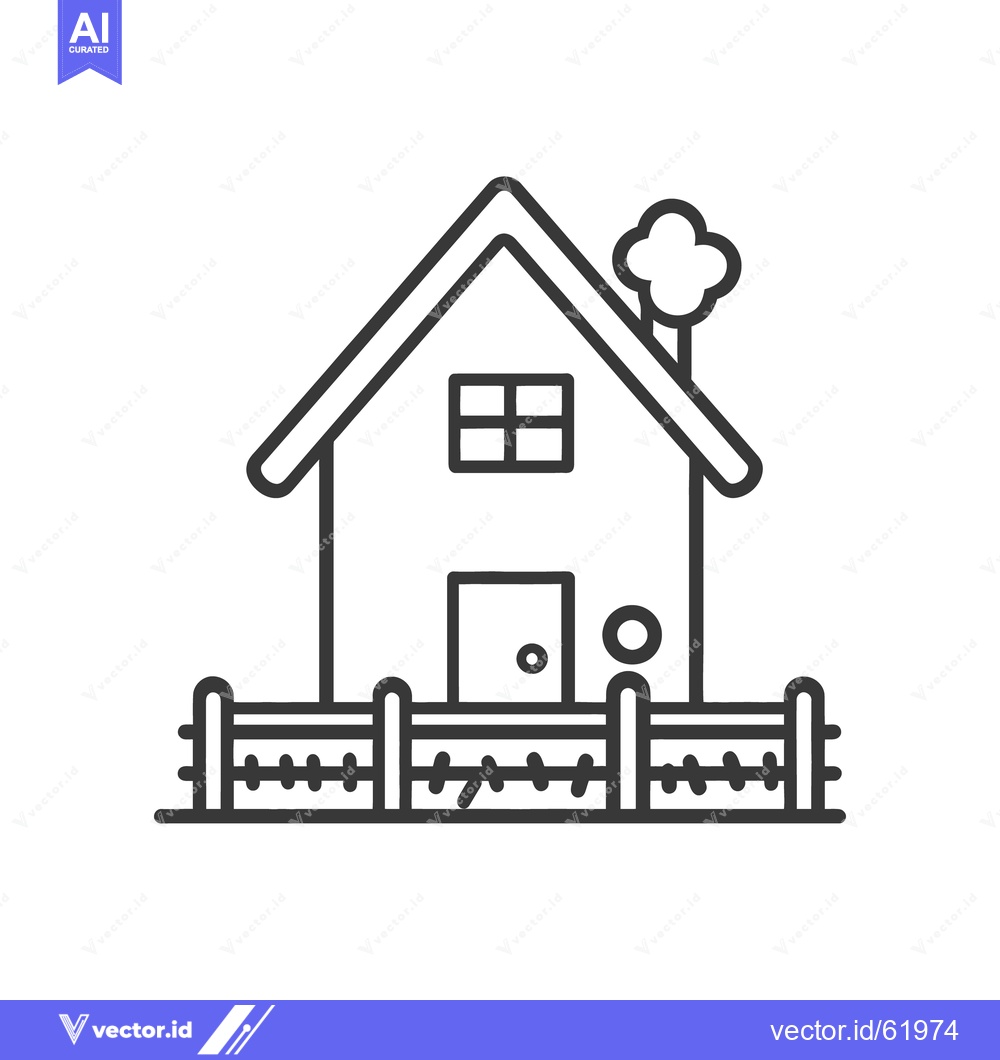 Premium Vector of Simple illustration of a house with a fence and chimney on white